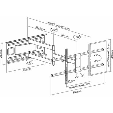 SH 1015P TV Wall Bracket Drawing
