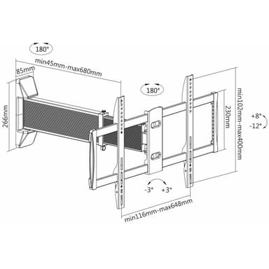 SH 460P TV Wall Bracket Drawing