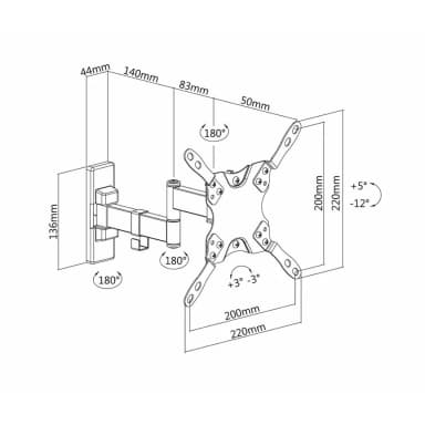 SH 23P TV Wall Bracket Drawing