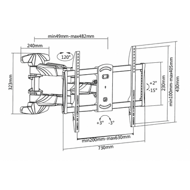 SH 640P TV Wall Bracket Drawing