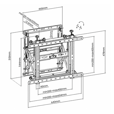 SH VW600 Digital Signage Wall Mount Drawing