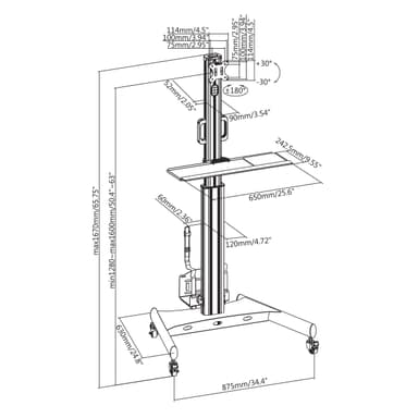 SH MW01FS TV Trolley Drawing