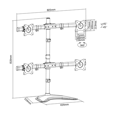 SH T048 Monitor Mount Drawing