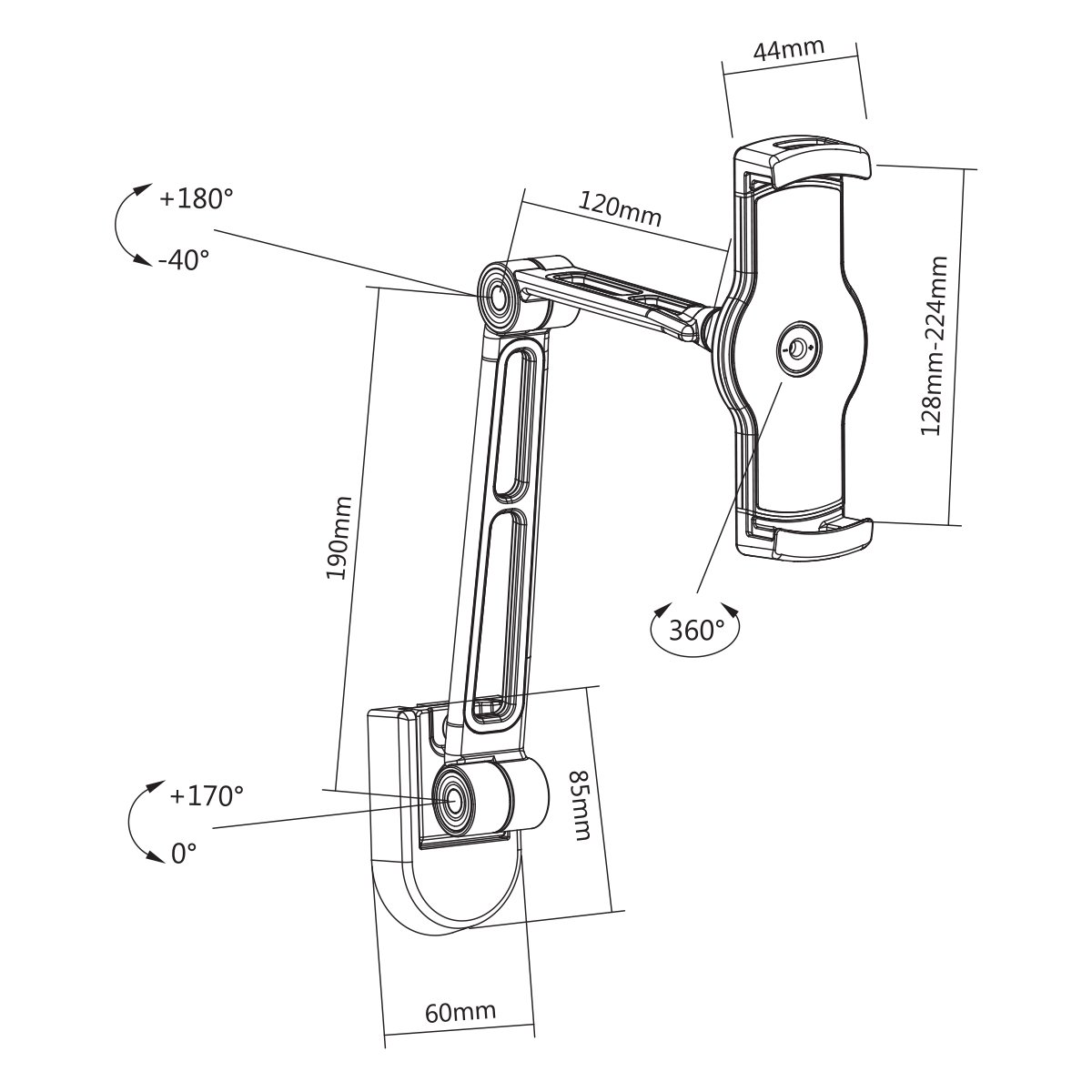 2-in-1 Multi-Purpose Tablet Holder (Under Cabinet/Wall Mount)