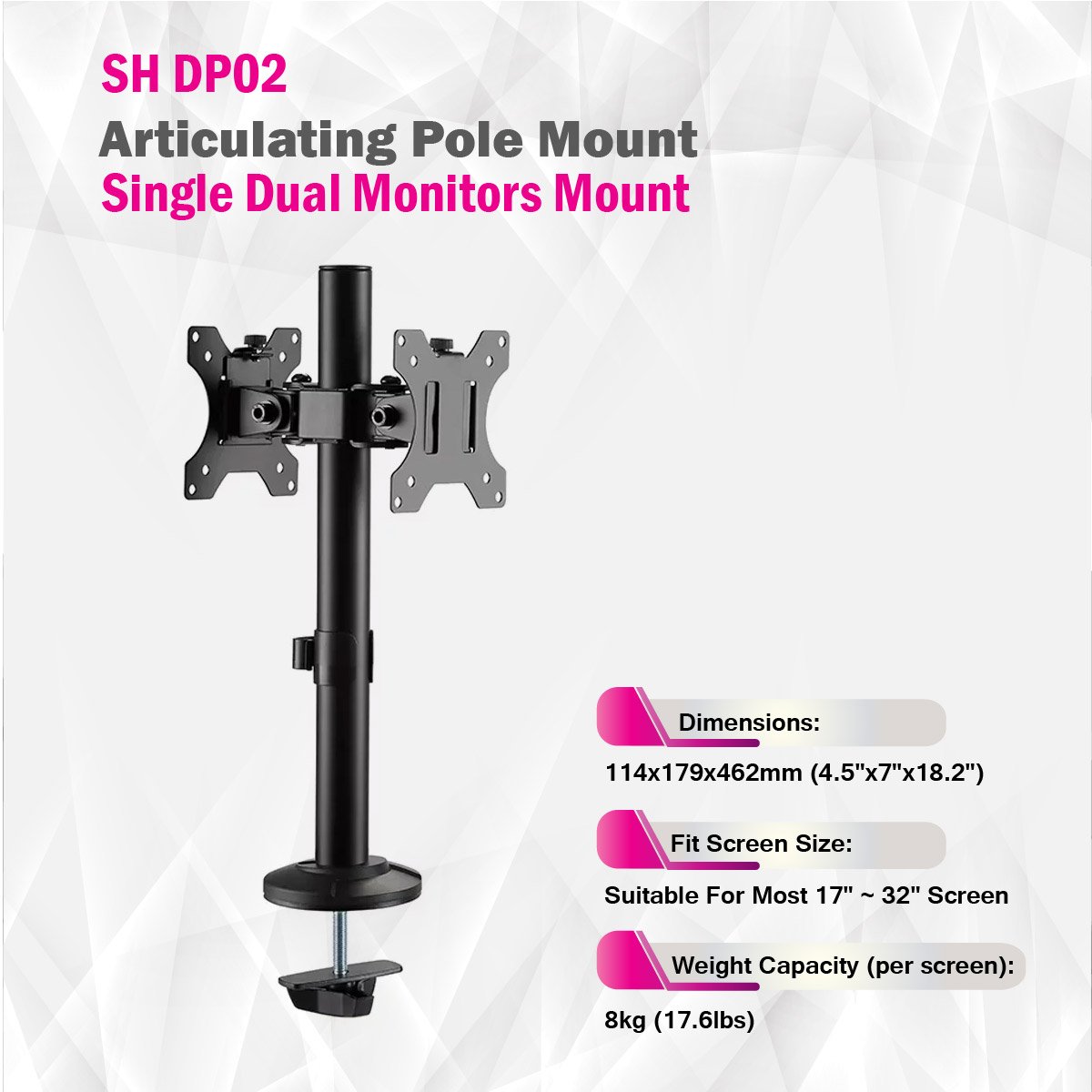 Articulating Pole Mount Single Dual Monitors Mount